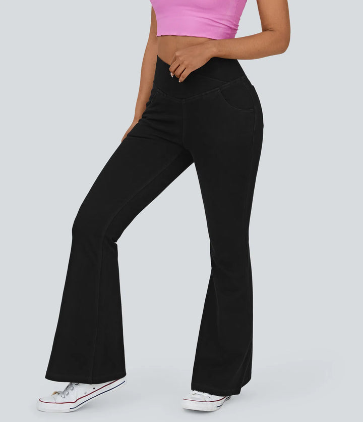 SF Flex™ High Waisted Crossover Pocket Washed Casual Jeans