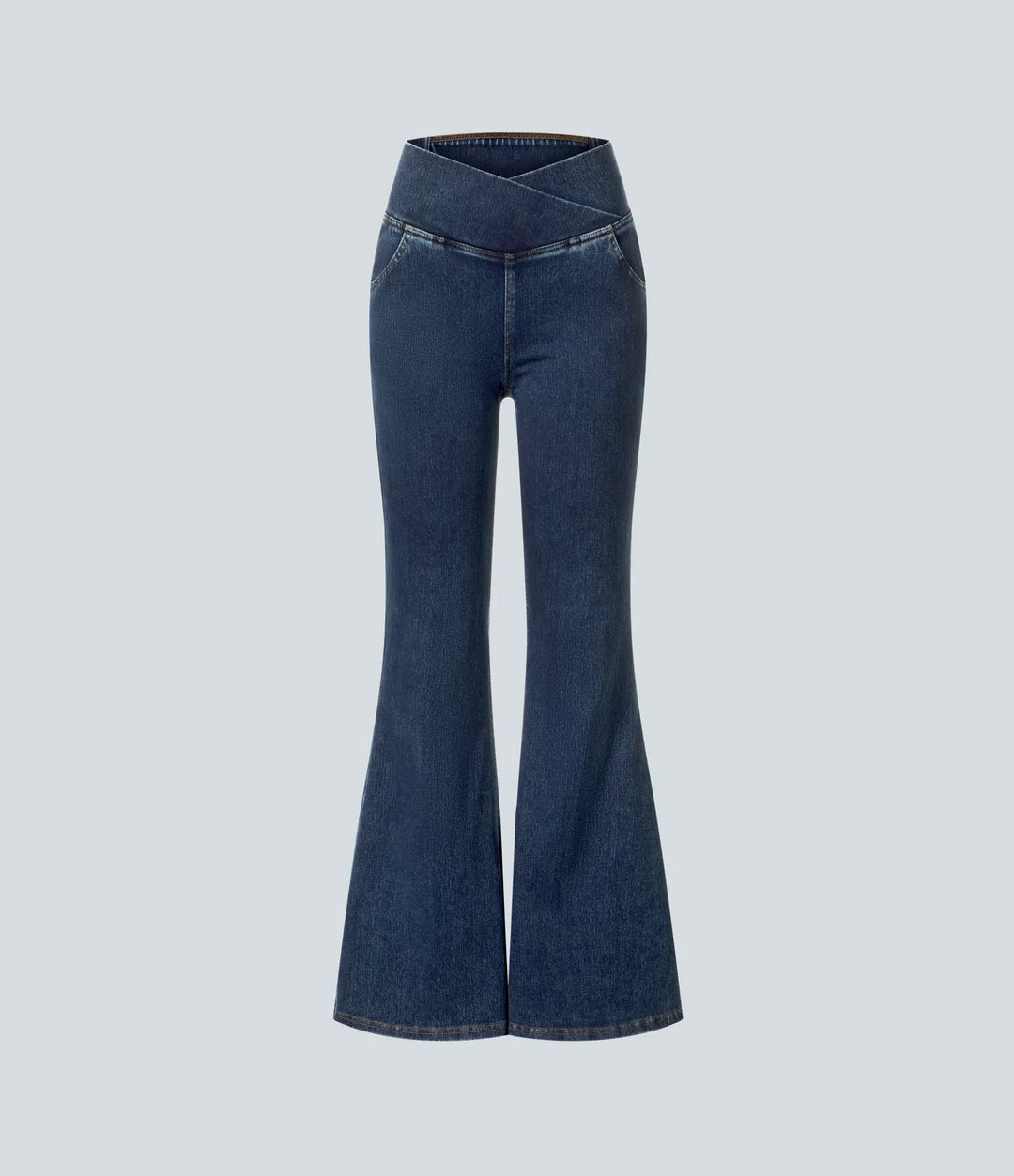 SF Flex™ High Waisted Crossover Pocket Washed Casual Jeans