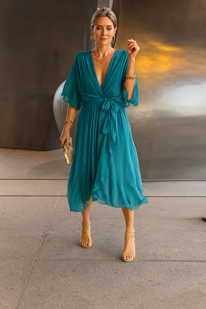 Monica™ | Chiffonkleid mit V-Ausschnitt