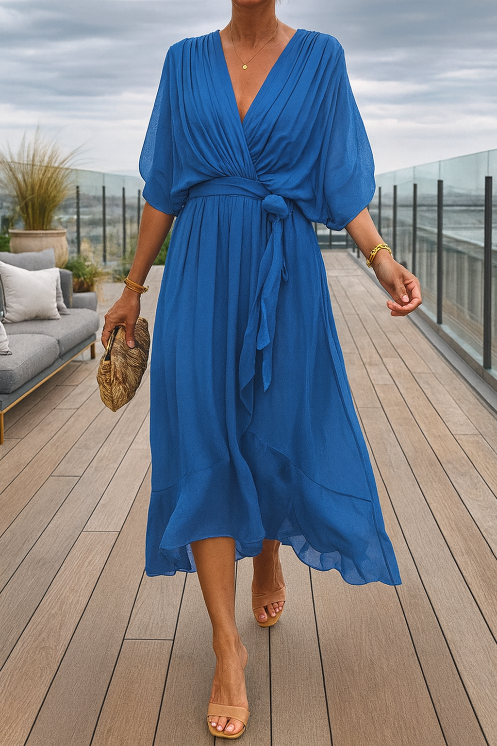 Monica™ | Chiffonkleid mit V-Ausschnitt