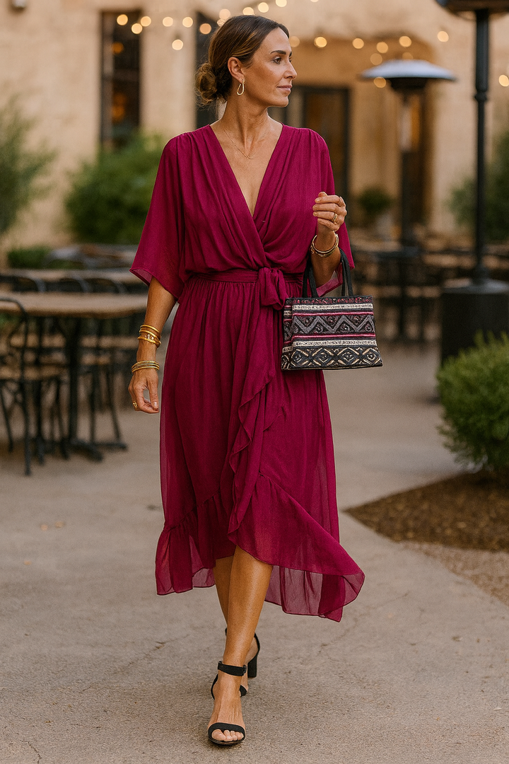 Monica™ | Chiffonkleid mit V-Ausschnitt