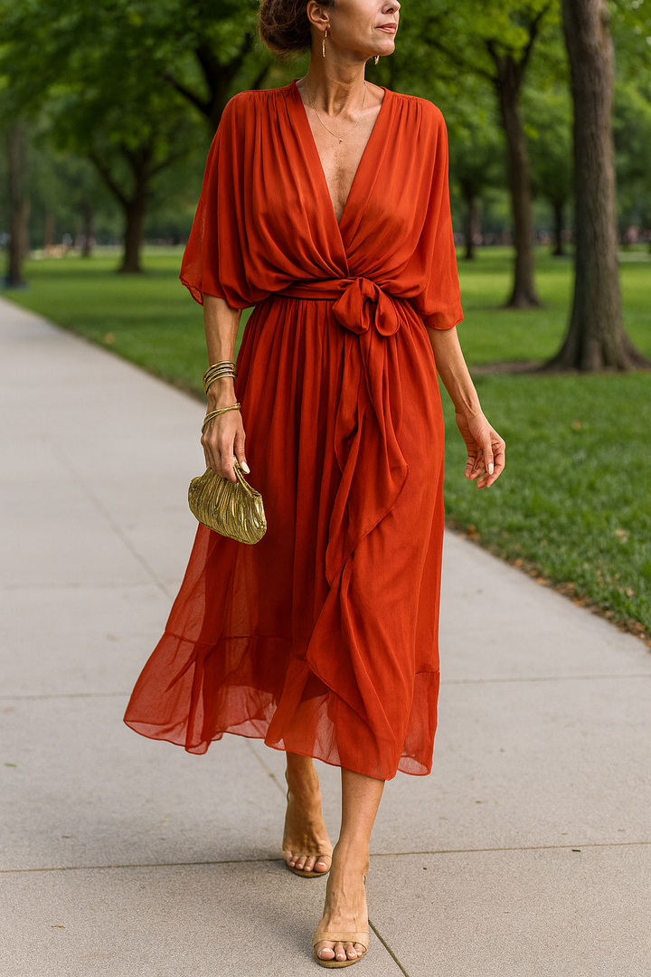 Monica™ | Chiffonkleid mit V-Ausschnitt