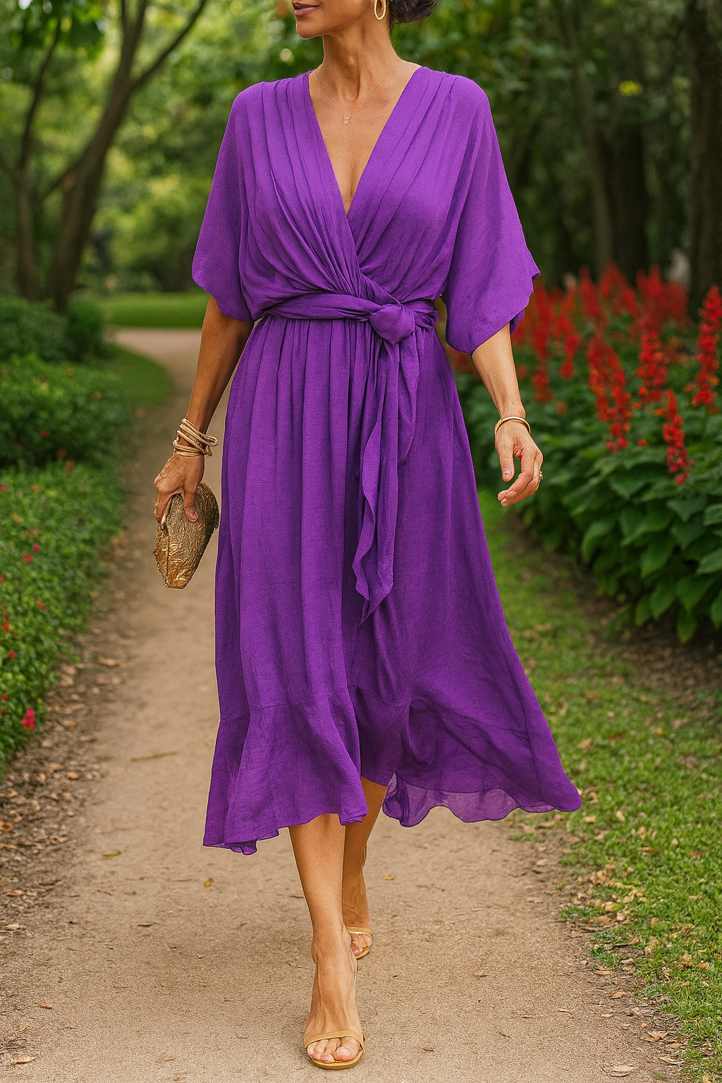 Monica™ | Chiffonkleid mit V-Ausschnitt