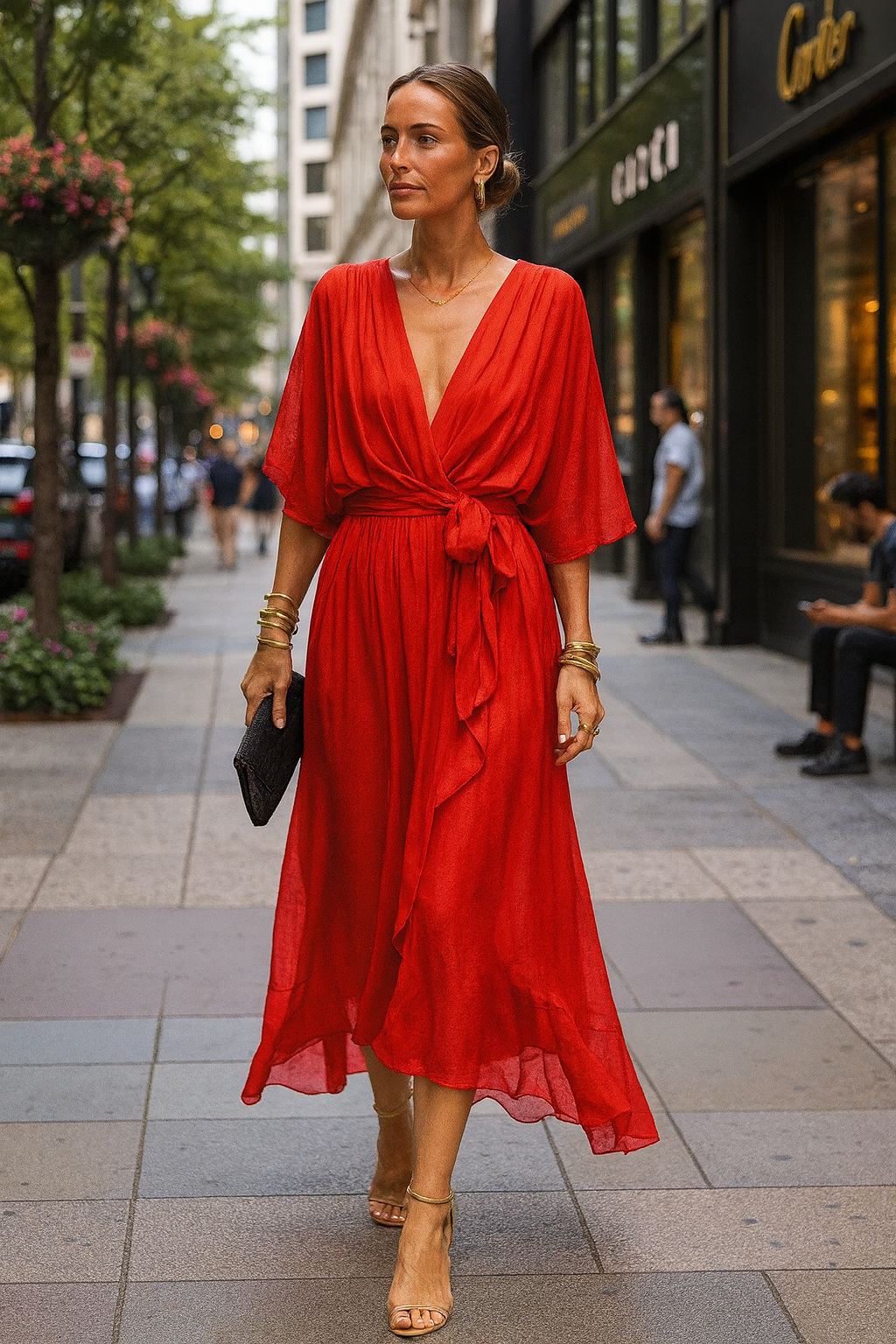 Monica™ | Chiffonkleid mit V-Ausschnitt