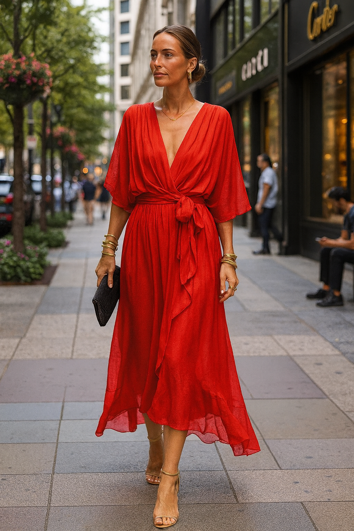 Monica™ | Chiffonkleid mit V-Ausschnitt