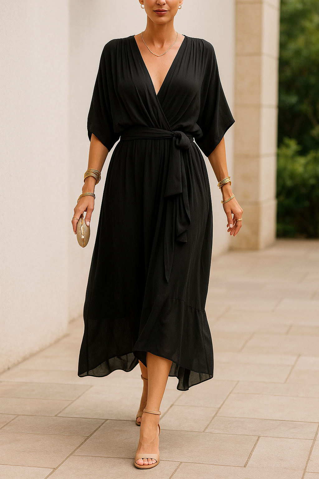 Monica™ | Chiffonkleid mit V-Ausschnitt