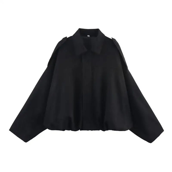 Elaris™ | Oversized Structured Gathered-Hem Jacket