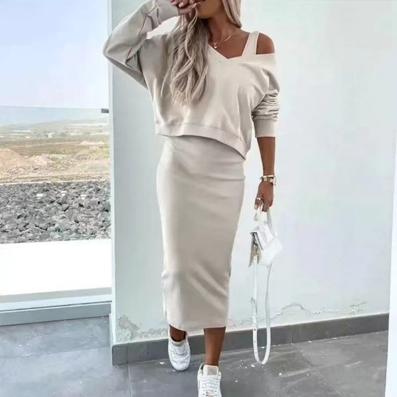 Isla™ | 2-Piece set Sleeveless Dress and V-neck Sweater