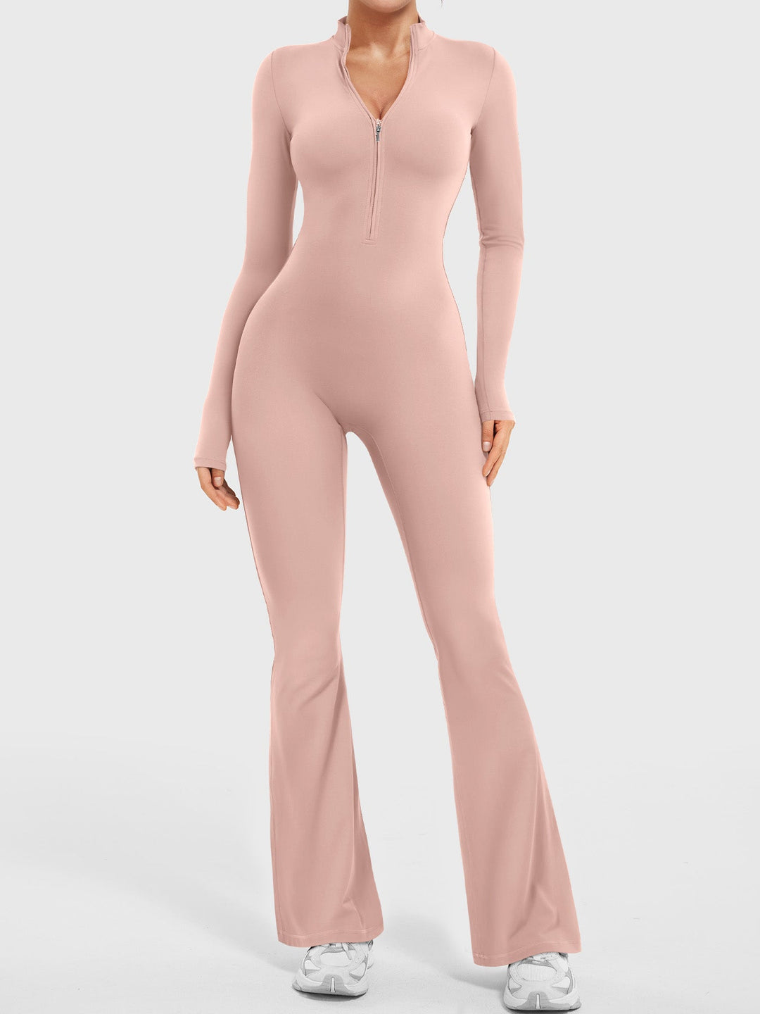 SF Belle Long Sleeve Zipper Flared Jumpsuit