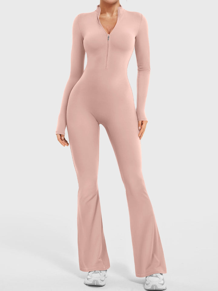 SF Belle Long Sleeve Zipper Flared Jumpsuit