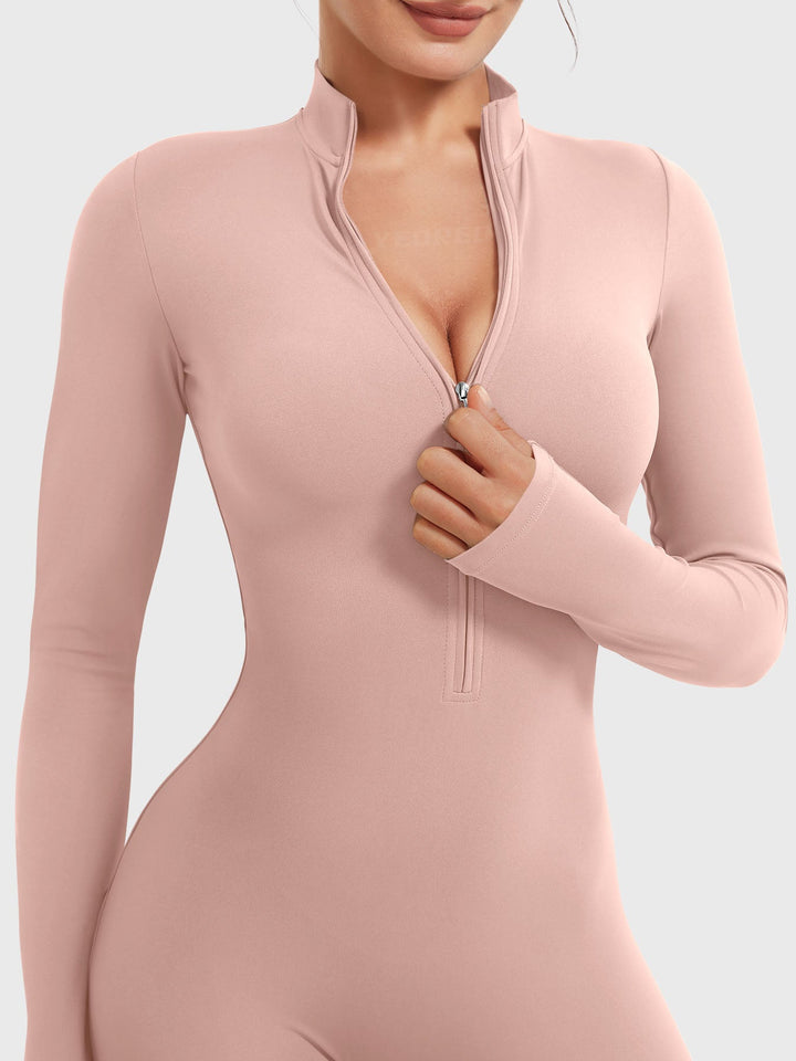 SF Belle Long Sleeve Zipper Flared Jumpsuit