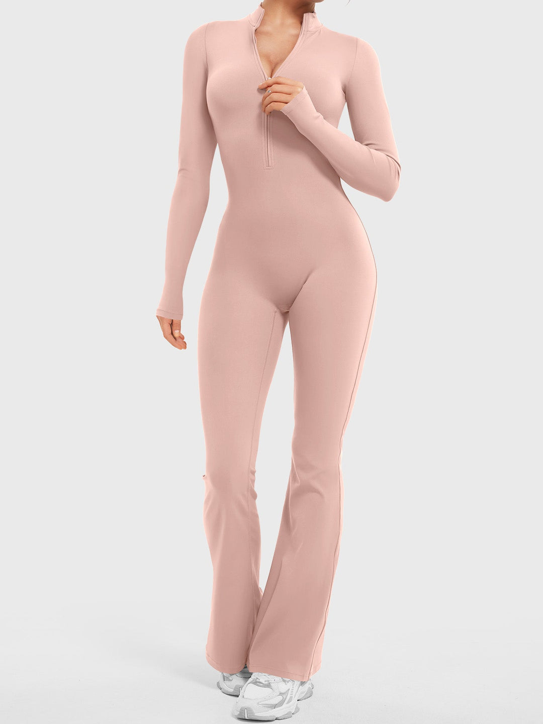 SF Belle Long Sleeve Zipper Flared Jumpsuit