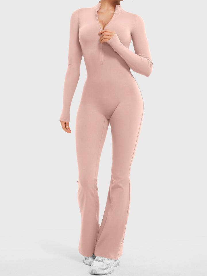 SF Belle Long Sleeve Zipper Flared Jumpsuit