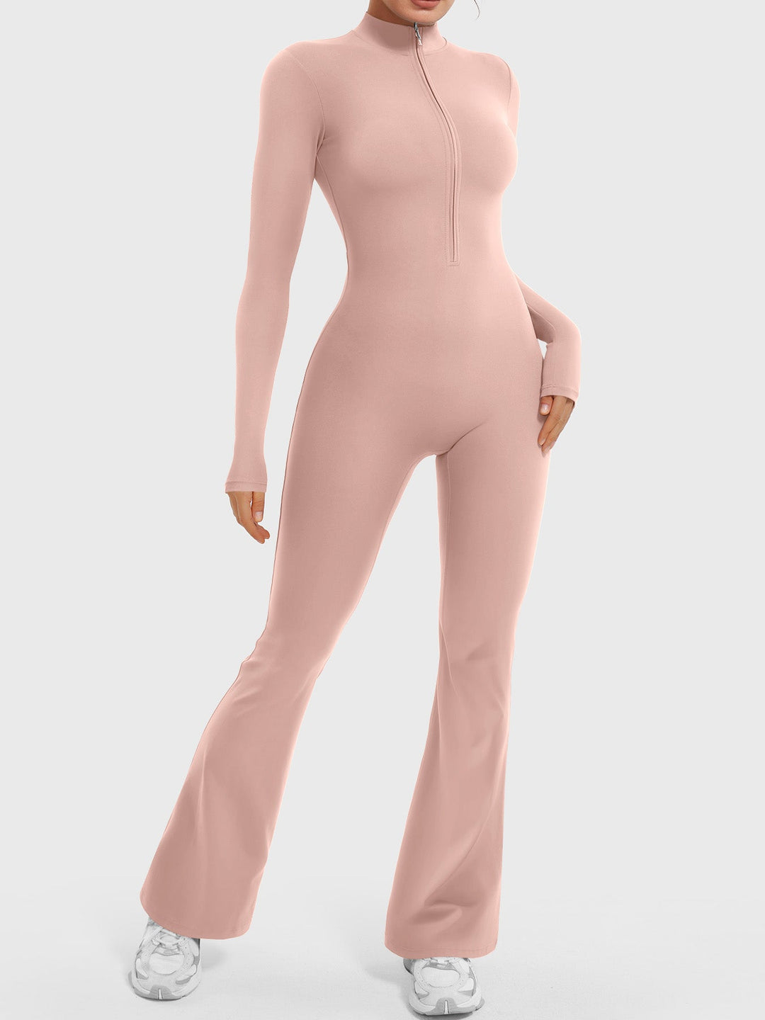 SF Belle Long Sleeve Zipper Flared Jumpsuit