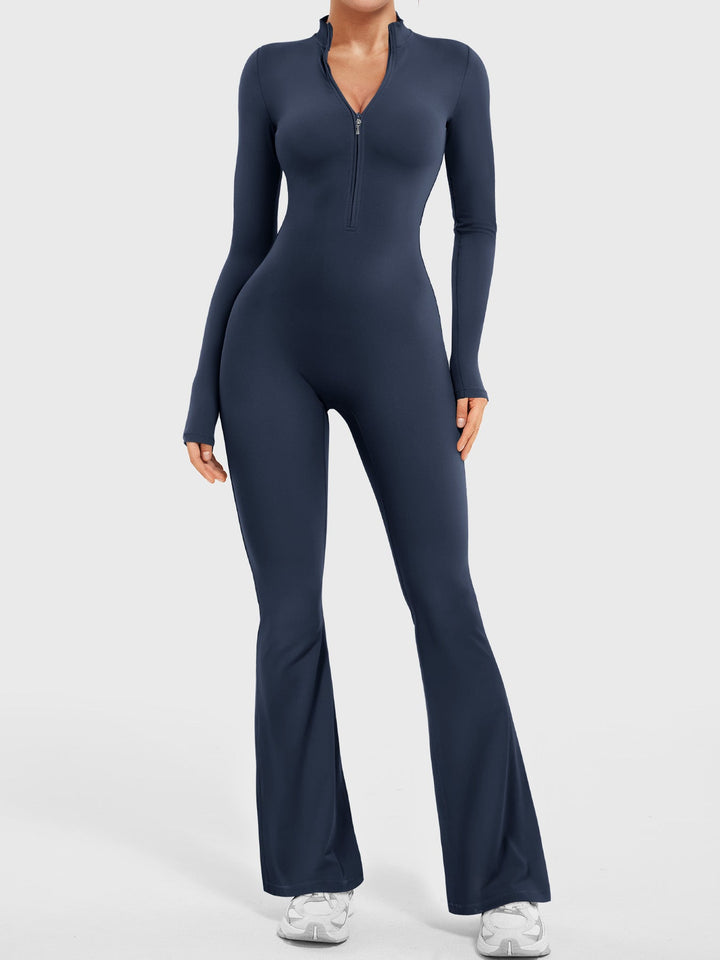 SF Belle Long Sleeve Zipper Flared Jumpsuit