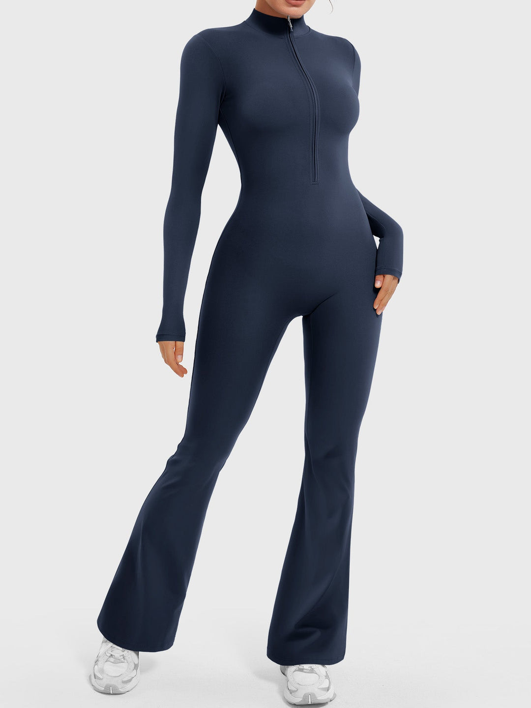 SF Belle Long Sleeve Zipper Flared Jumpsuit
