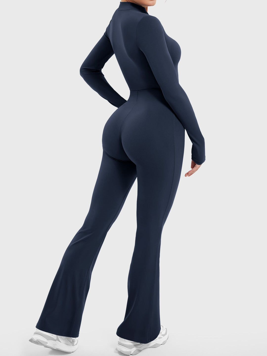 SF Belle Long Sleeve Zipper Flared Jumpsuit