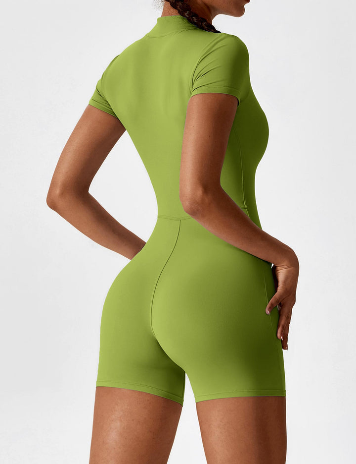 SF Short Sleeve Zipper Romper