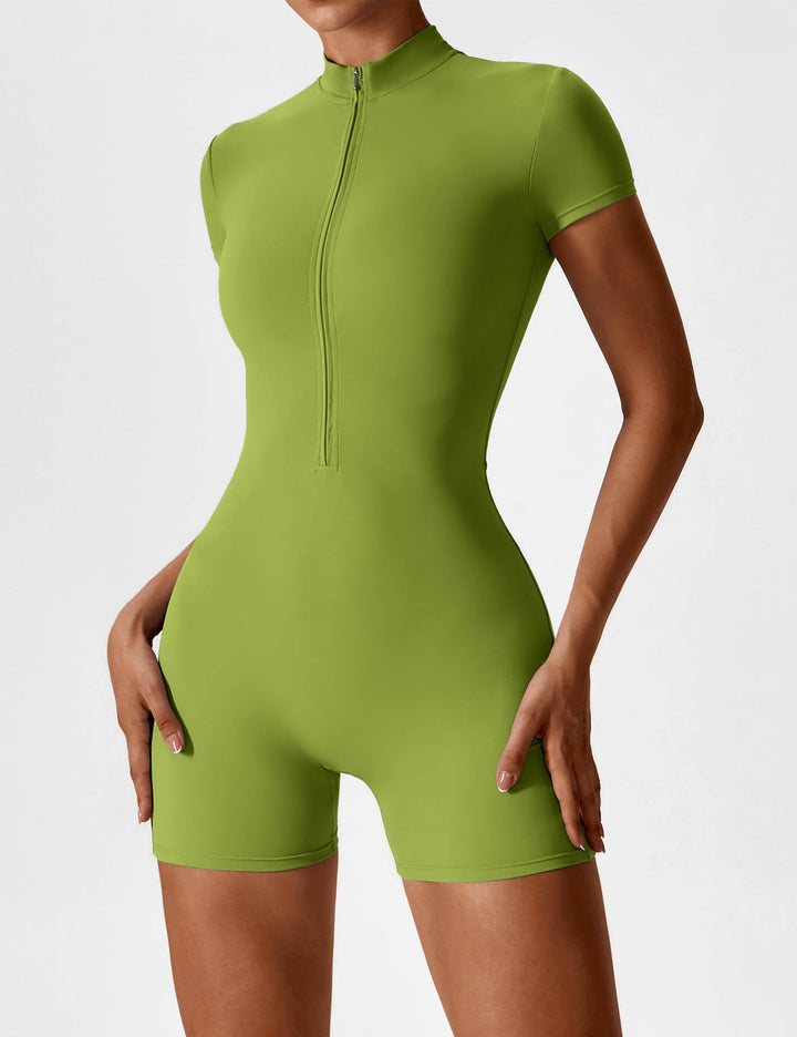 SF Short Sleeve Zipper Romper