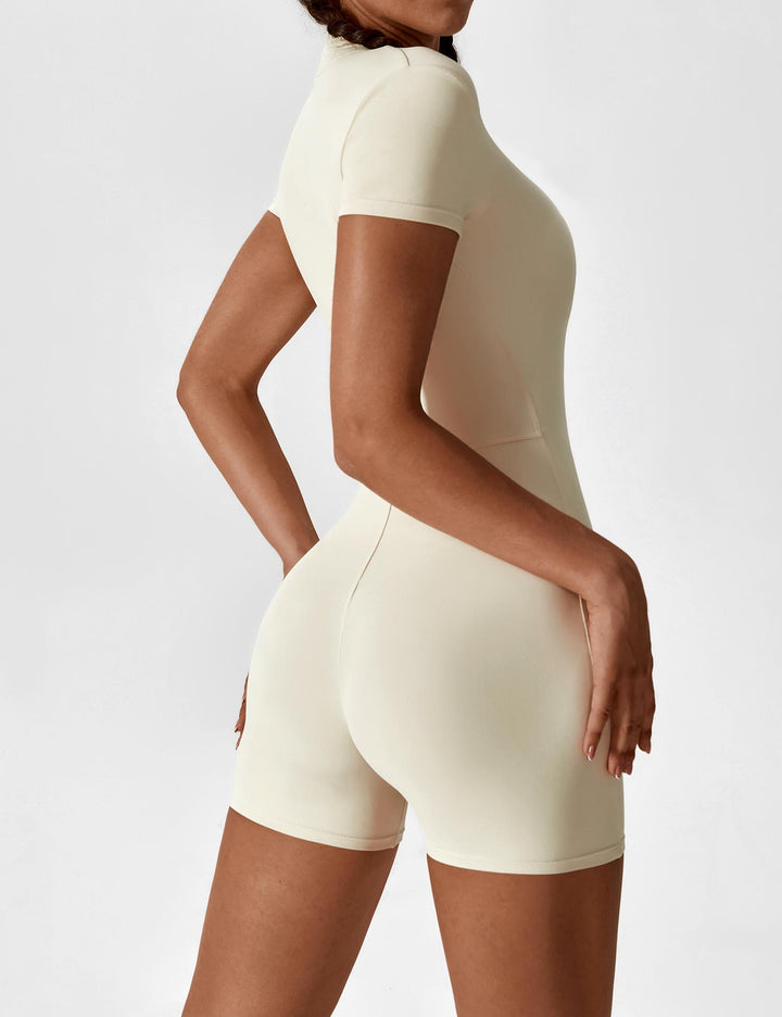 SF Short Sleeve Zipper Romper
