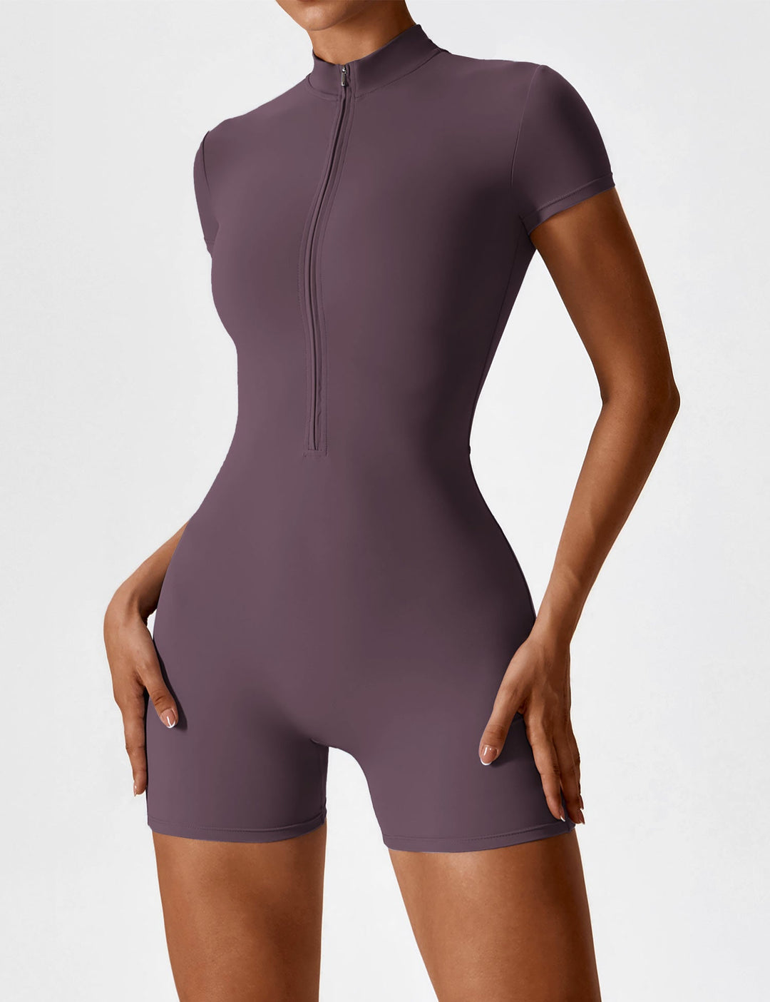 SF Short Sleeve Zipper Romper