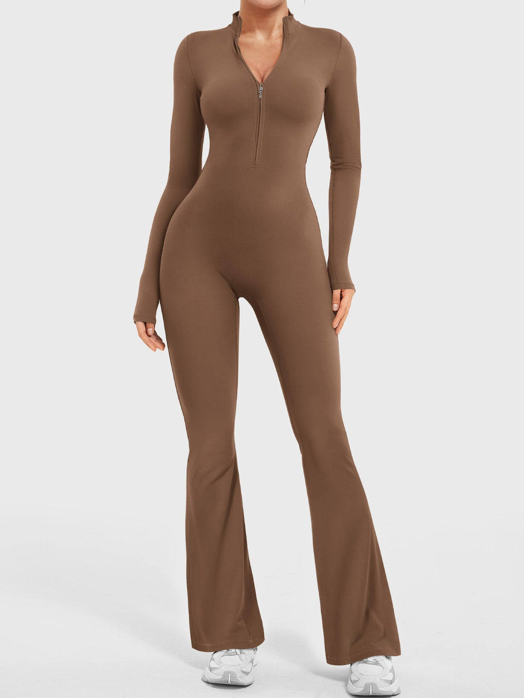 SF Belle Long Sleeve Zipper Flared Jumpsuit