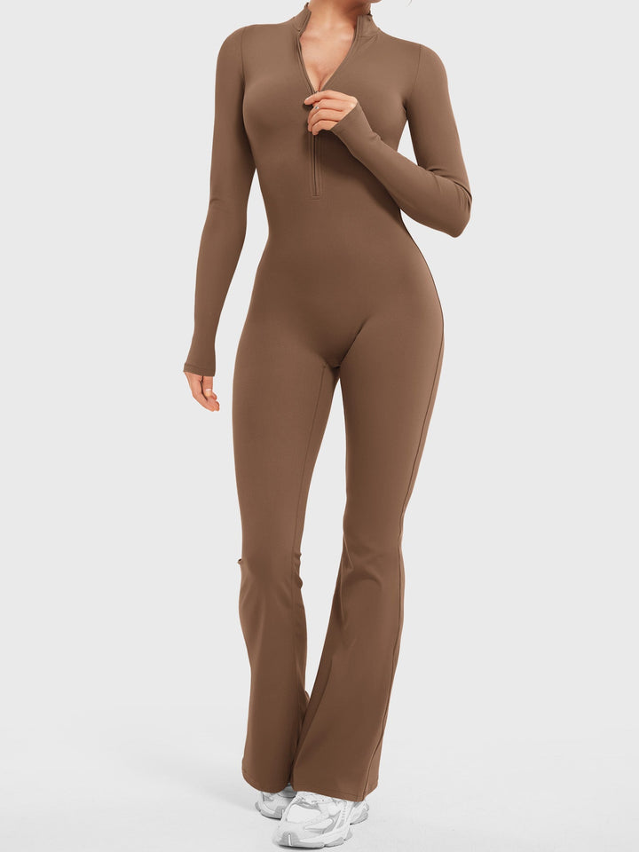 SF Belle Long Sleeve Zipper Flared Jumpsuit