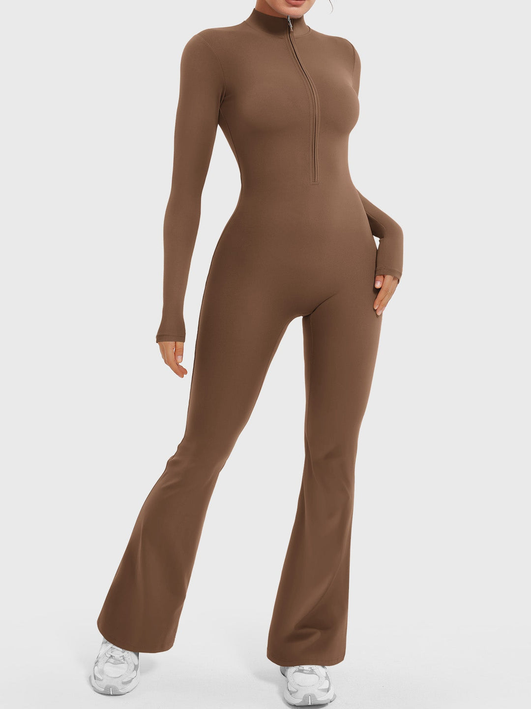 SF Belle Long Sleeve Zipper Flared Jumpsuit