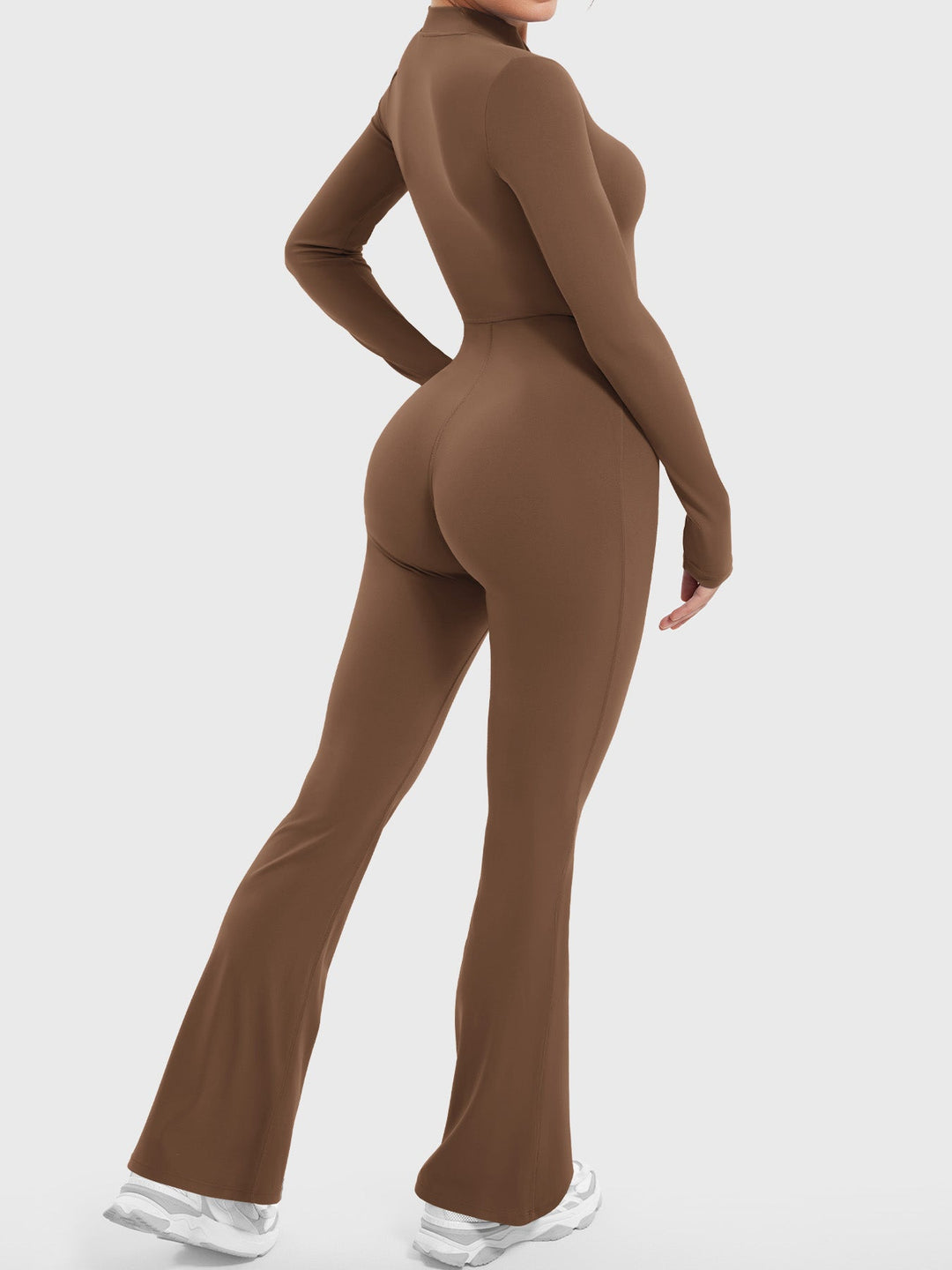SF Belle Long Sleeve Zipper Flared Jumpsuit