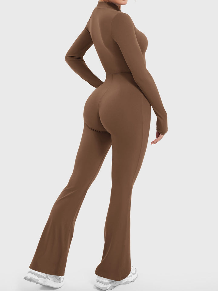 SF Belle Long Sleeve Zipper Flared Jumpsuit
