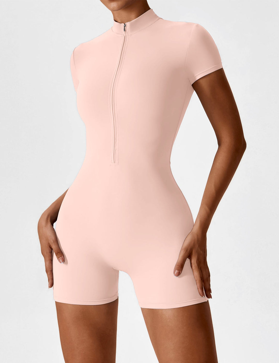 SF Short Sleeve Zipper Romper