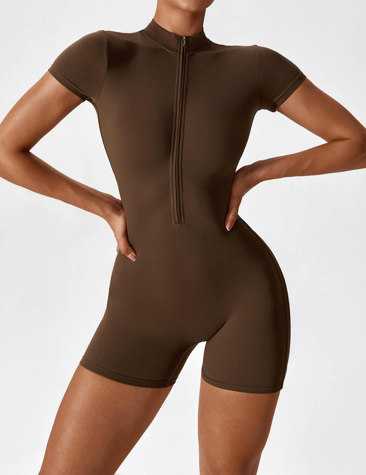 SF Short Sleeve Zipper Romper