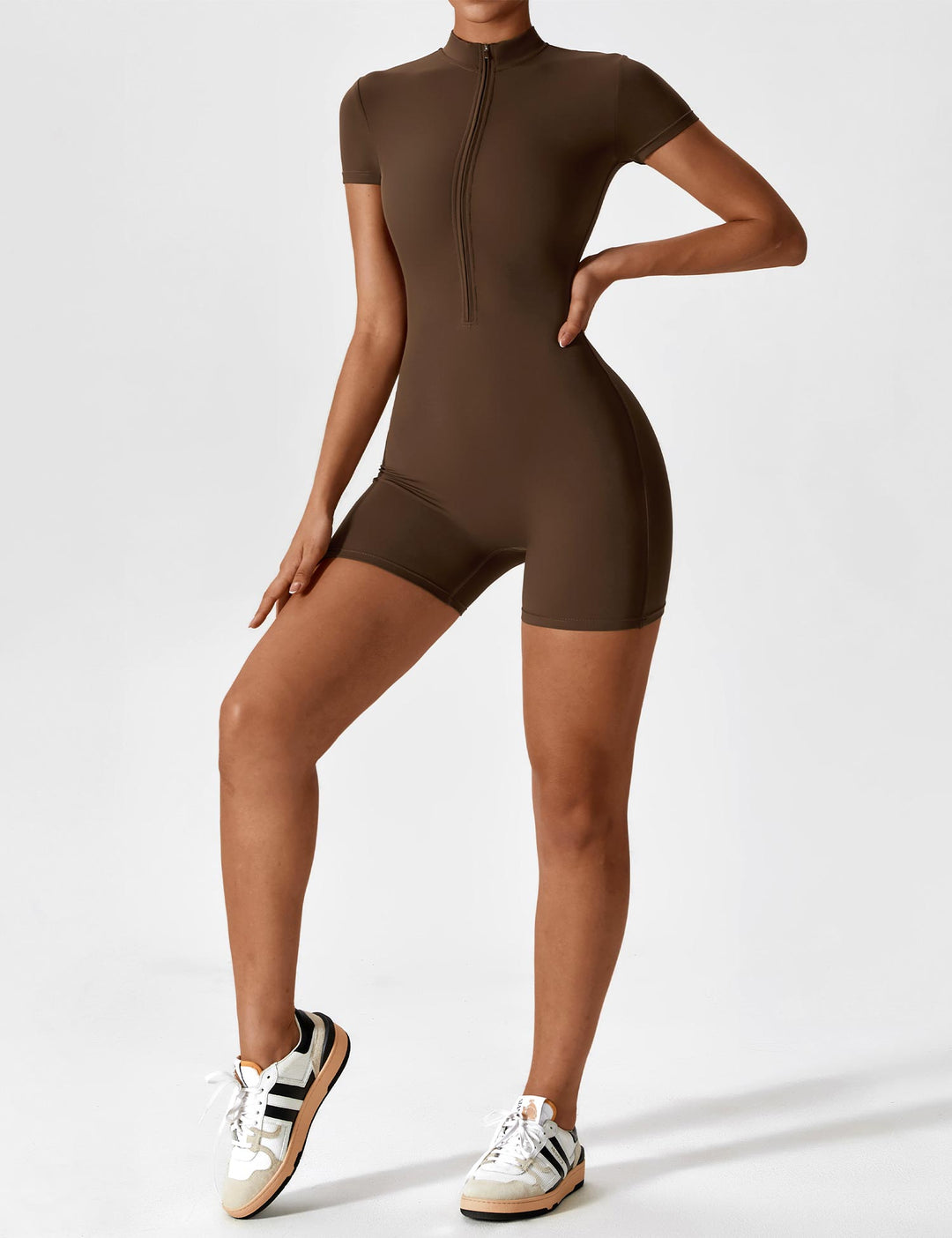 SF Short Sleeve Zipper Romper