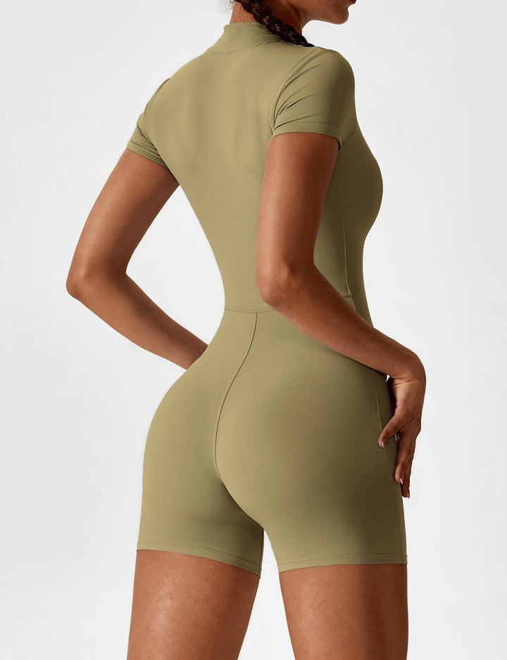SF Short Sleeve Zipper Romper