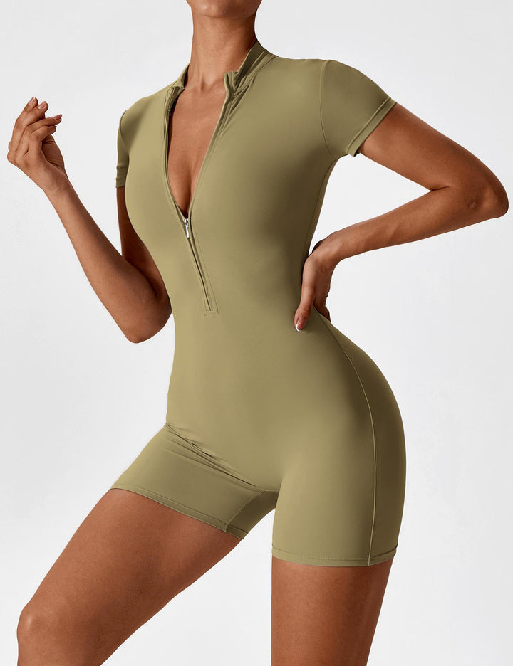 SF Short Sleeve Zipper Romper