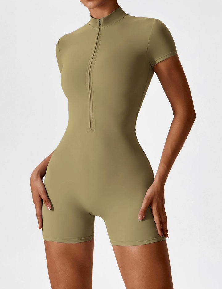 SF Short Sleeve Zipper Romper