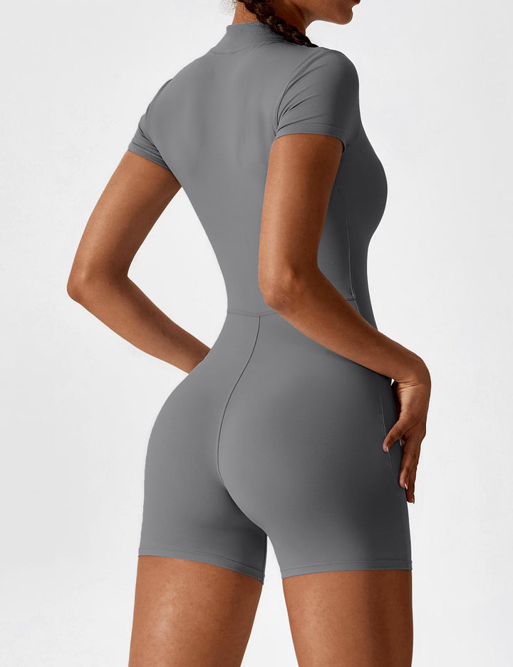 SF Short Sleeve Zipper Romper