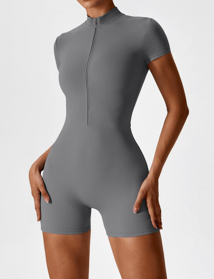 SF Short Sleeve Zipper Romper