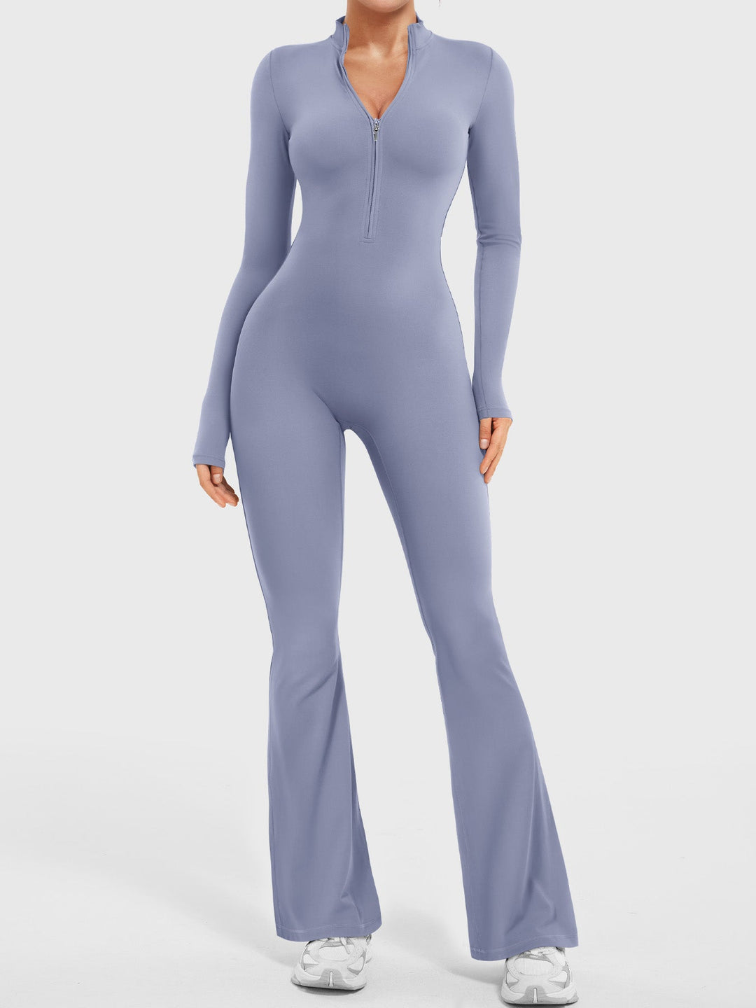 SF Belle Long Sleeve Zipper Flared Jumpsuit