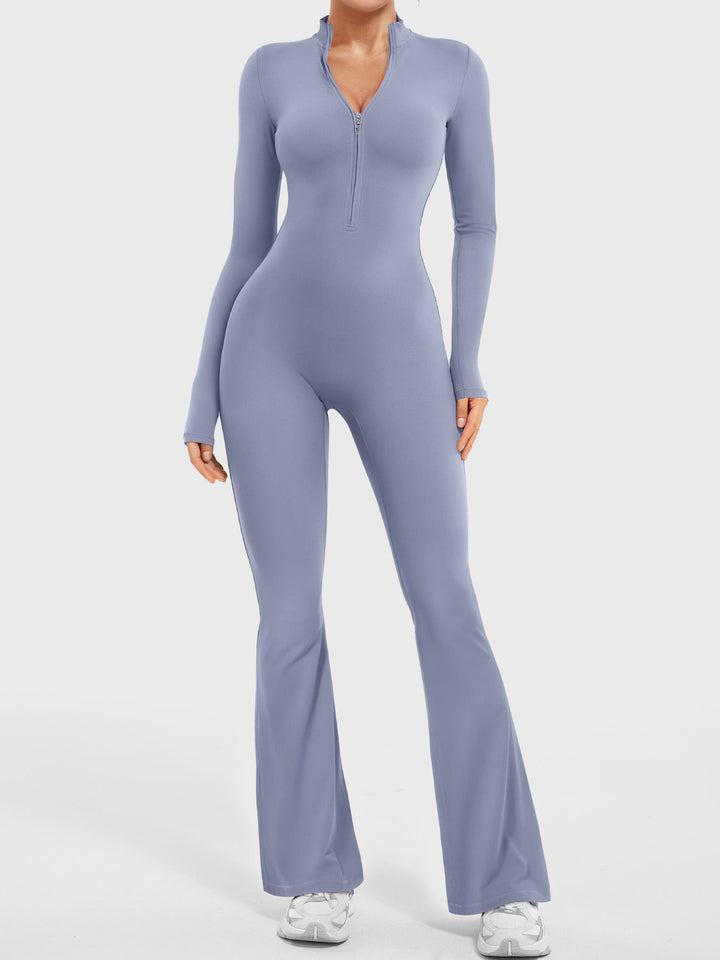SF Belle Long Sleeve Zipper Flared Jumpsuit