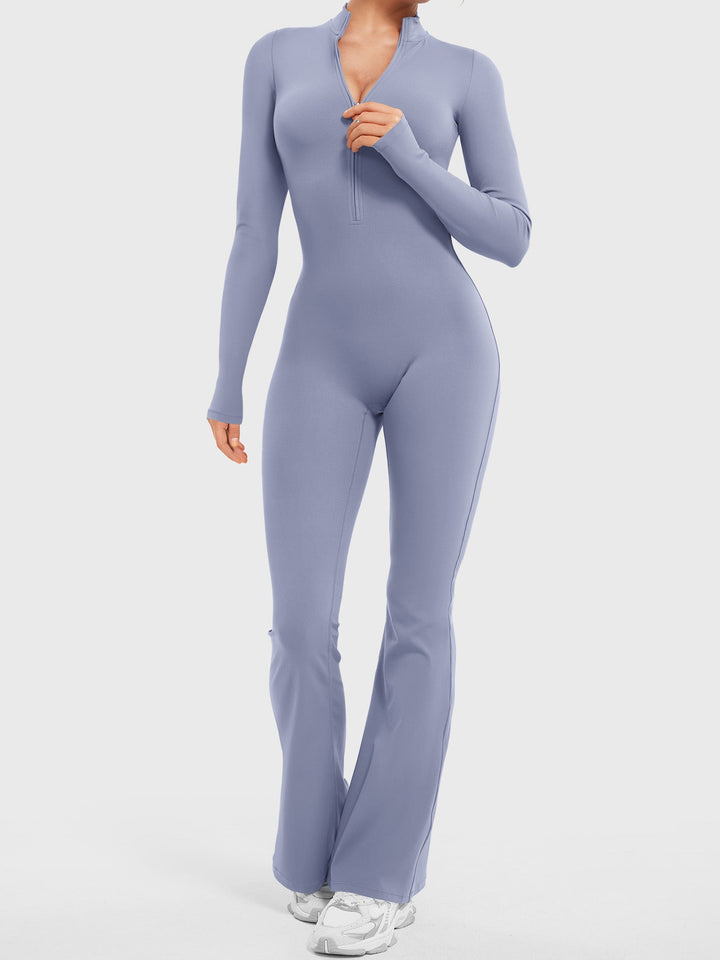 SF Belle Long Sleeve Zipper Flared Jumpsuit