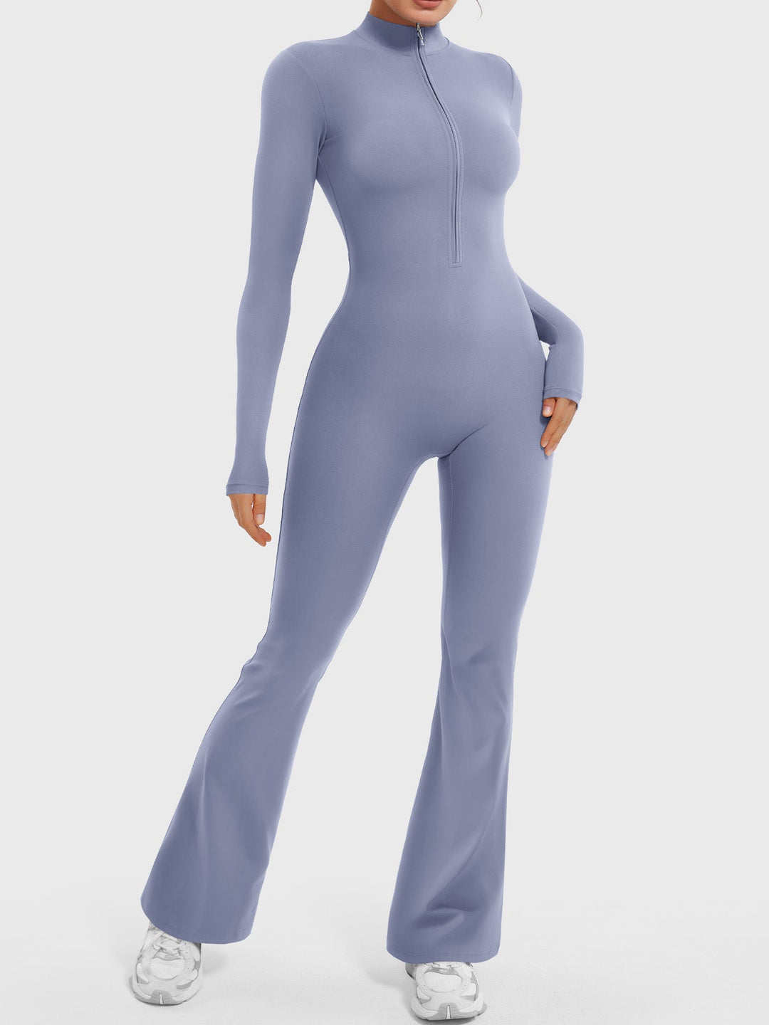 SF Belle Long Sleeve Zipper Flared Jumpsuit