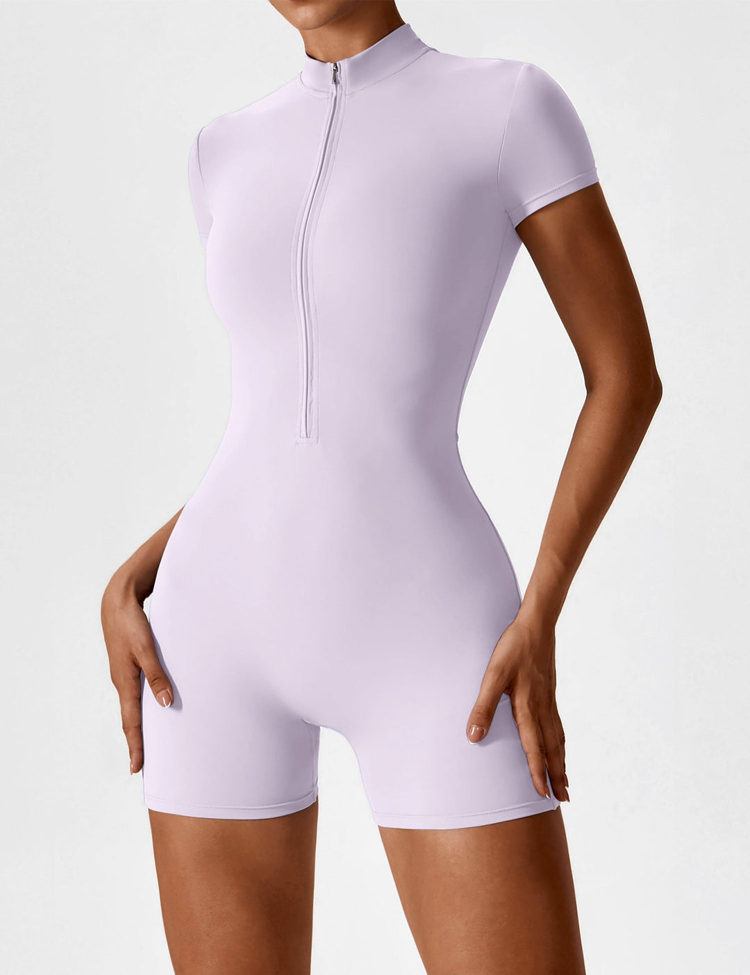 SF Short Sleeve Zipper Romper