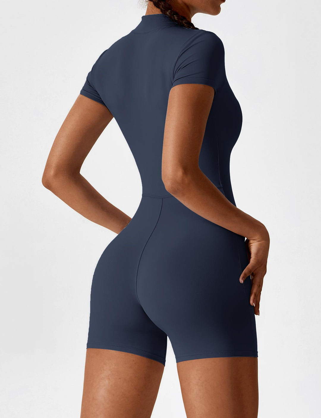 SF Short Sleeve Zipper Romper