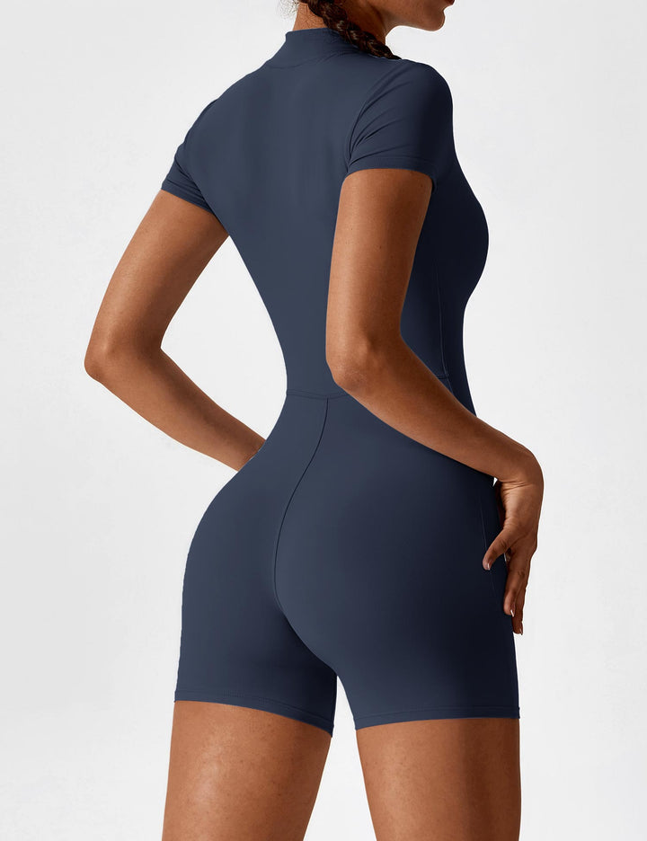 SF Short Sleeve Zipper Romper