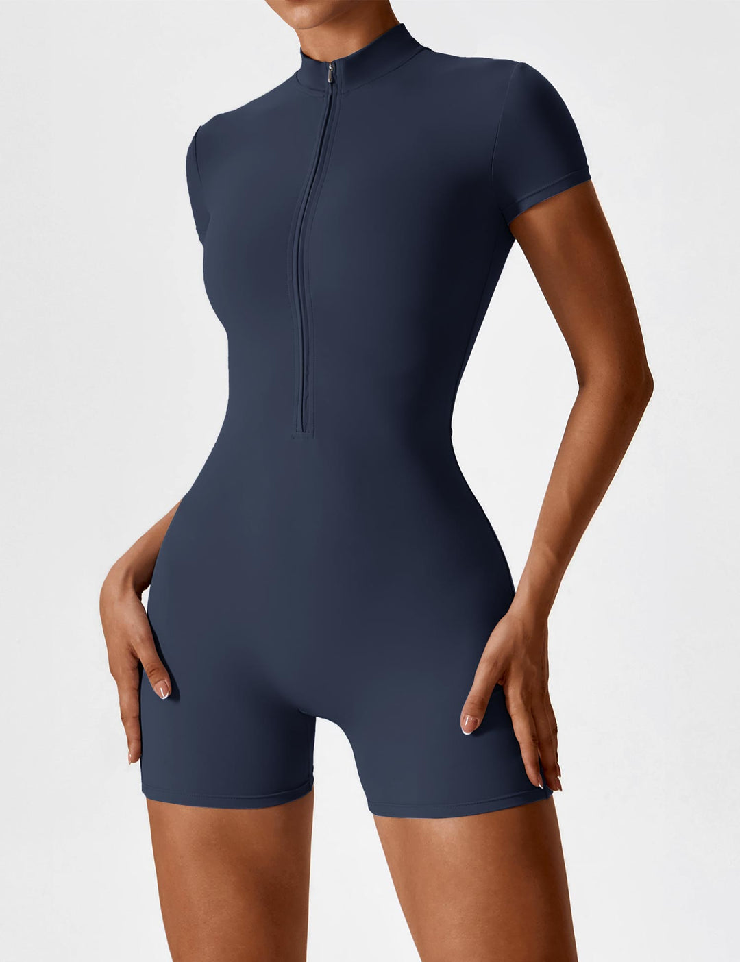 SF Short Sleeve Zipper Romper