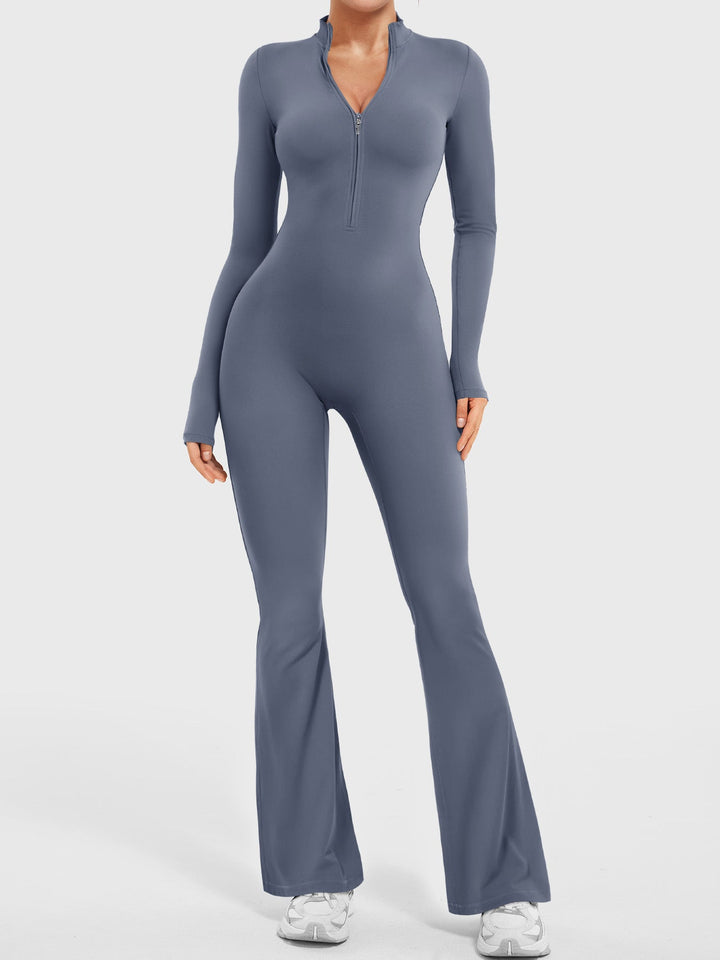 SF Belle Long Sleeve Zipper Flared Jumpsuit