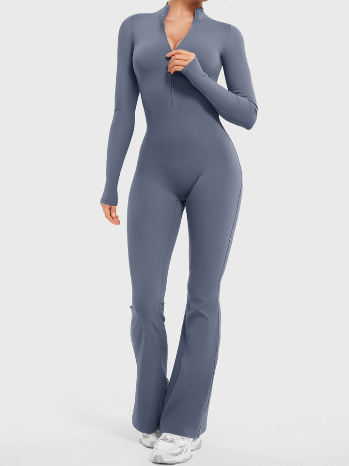 SF Belle Long Sleeve Zipper Flared Jumpsuit