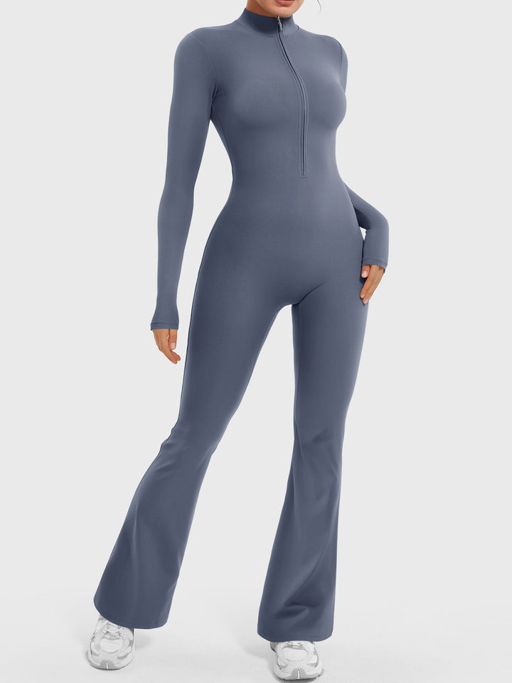 SF Belle Long Sleeve Zipper Flared Jumpsuit