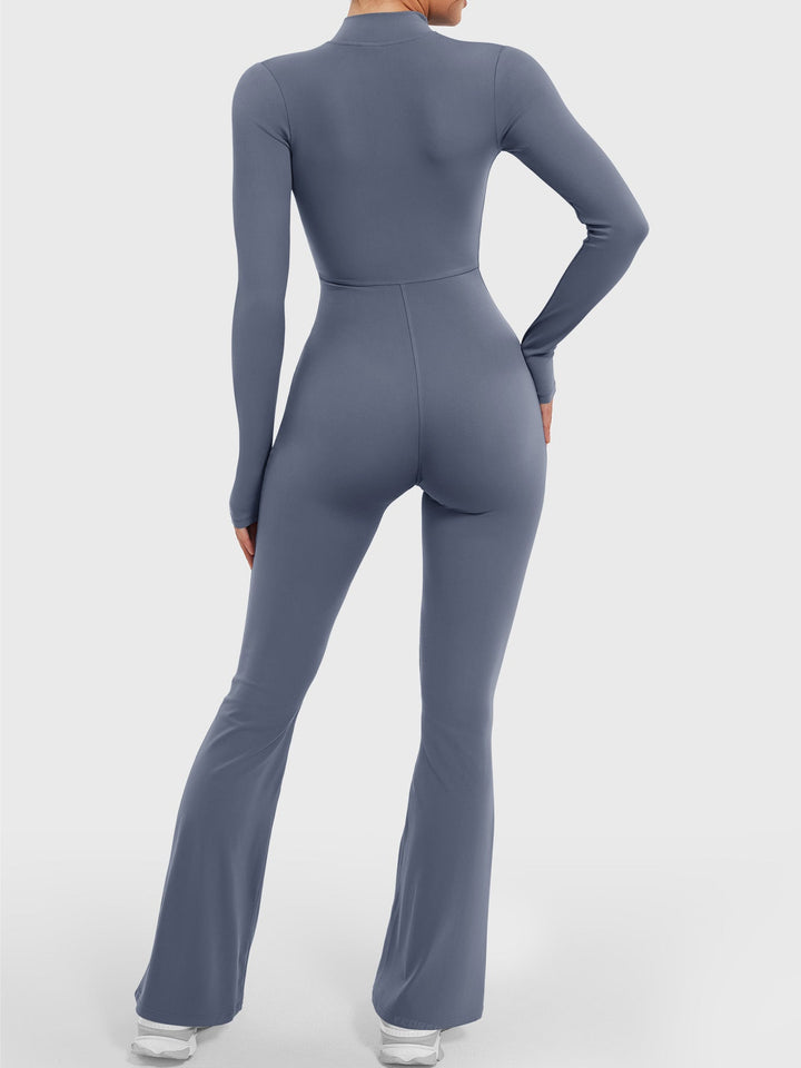 SF Belle Long Sleeve Zipper Flared Jumpsuit